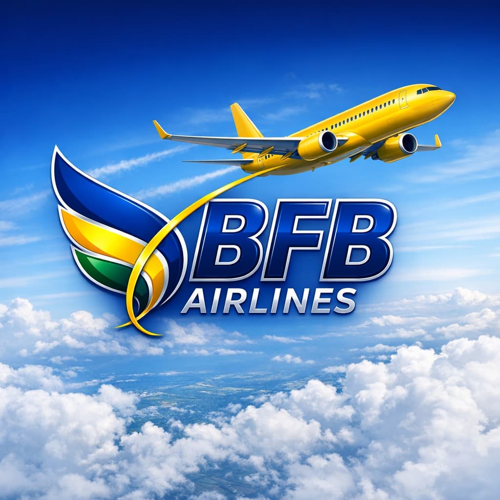 Logotipo da BFB Airlines aplicado na fuselagem