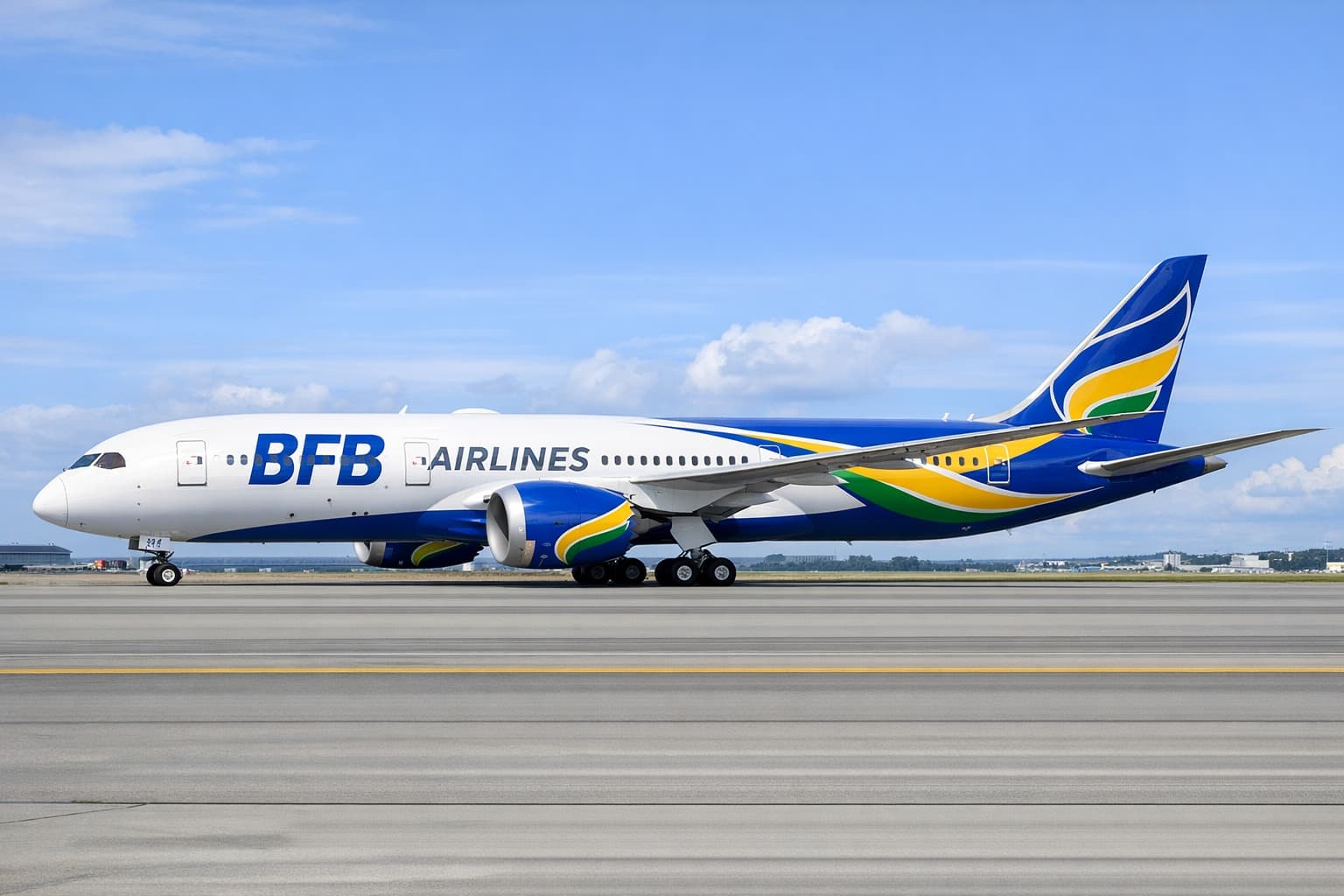Aeronave da BFB Airlines na pista